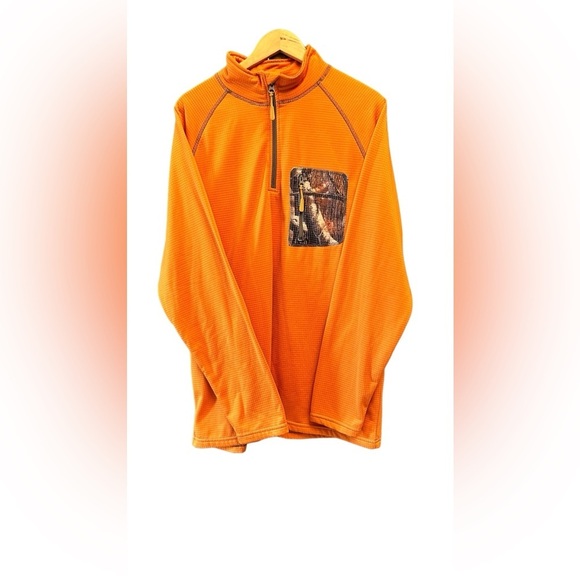 Legendary Whitetails Mens Quarter Zip‎ Pullover Orange Camo Pocket - Picture 2 of 10